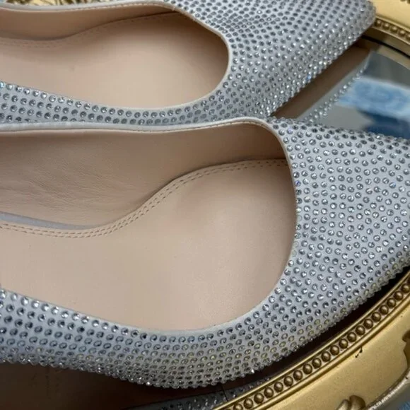 🆕 BLACK SUEDE STUDIO 🧿 NWOB White Satin Ribbon Rhinestone Heels, Sz 37 US 6.5 - Picture 16 of 16